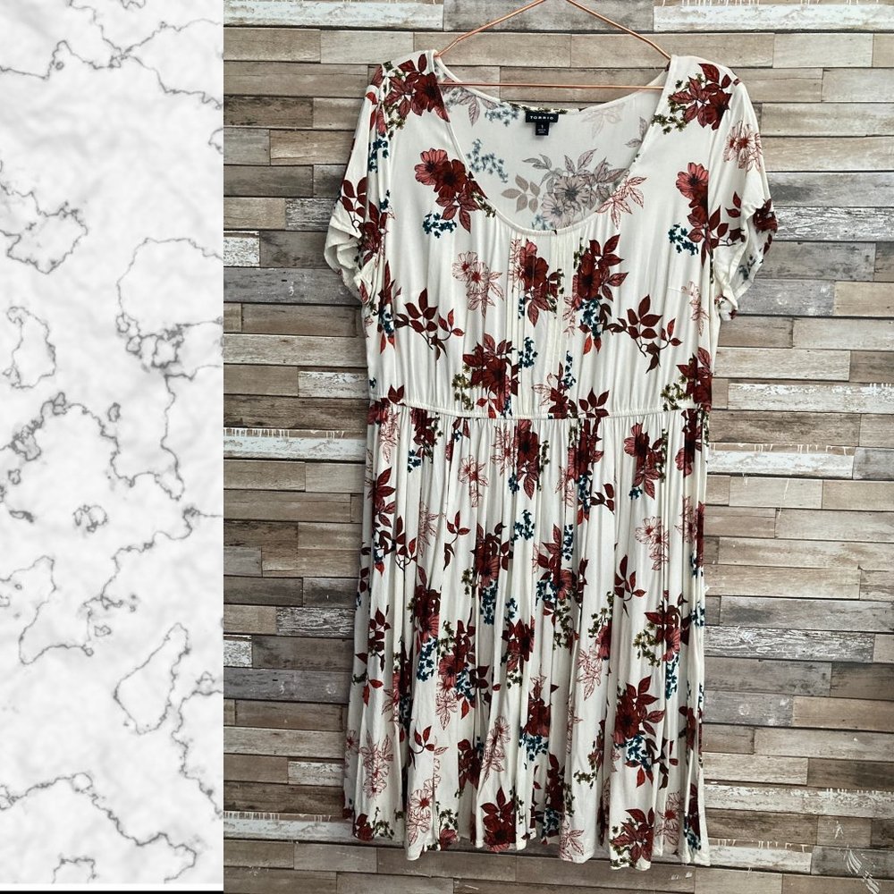 Torrid White Floral Mini Chalis Skater Dress Size 1